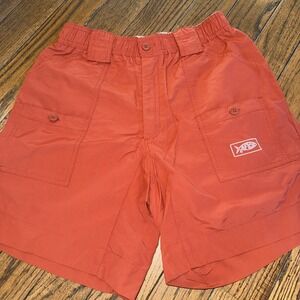AFTCO The Original Fishing Cargo Shorts Size 28 Nylon Rust Orange 8" Inseam